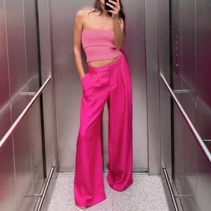 ZARA pink palazzo pants size Small